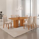 Ver imagem 2 de Mesa de Jantar Eloise Yasmin 180 cm Tampo MDF Canto Copo Laminado com 6 Cadeiras Moderna Mobília