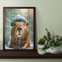 Ver imagem 1 de Quadro Banheiro Capivara no Banho 33x24cm:moldura Preta