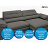 Sofá Zeus 2,10M Retrátil e Reclinável Velosuede Cinza - Netsofás - 3