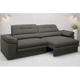 Sofá Zeus 2,10M Retrátil e Reclinável Velosuede Cinza - Netsofás - 1