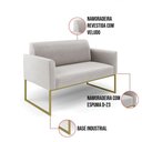 Ver imagem 2 de Sofá Namoradeira com 2 Poltronas Base Industrial Dourado Marisa Veludo D03 - D\'rossi Cor Cinza