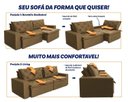 Ver imagem 5 de Sofá Cama Retrátil Reclinável 2,70m Bangkok Suede Velut Bege Molas no Assento - King House