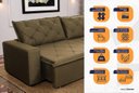 Ver imagem 4 de Sofá Cama Retrátil Reclinável 2,70m Bangkok Suede Velut Bege Molas no Assento - King House