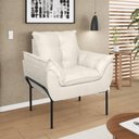 Ver imagem 6 de Kit 02 Poltronas + Namoradeira Pé Metal Preto Recepção Sala Bege
