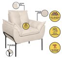 Ver imagem 7 de Kit 02 Poltronas + Namoradeira Pé Metal Preto Recepção Sala Bege