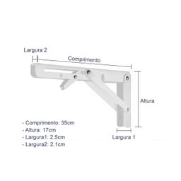 Suporte Mão Francesa Retrátil Branco Reforçada 35cm Dobrável - 6