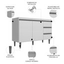 Ver imagem 4 de Balcão Gabinete de Pia sem Tampo 120cm 2 Portas 3 Gavetas Andréia - AJL Móveis - Branco