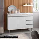 Ver imagem 3 de Balcão Gabinete de Pia sem Tampo 120cm 2 Portas 3 Gavetas Andréia - Ajl Móveis - Branco