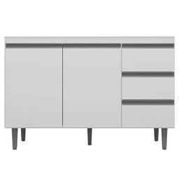 Balcão Gabinete de Pia sem Tampo 120cm 2 Portas 3 Gavetas Andréia - Ajl Móveis - Branco - 1
