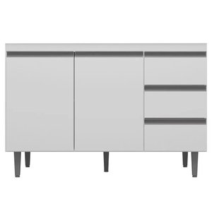Balcão Gabinete de Pia sem Tampo 120cm 2 Portas 3 Gavetas Andréia - Ajl Móveis - Branco