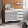 Balcão Gabinete de Pia sem Tampo 120cm 2 Portas 3 Gavetas Andréia - Ajl Móveis - Branco - 2
