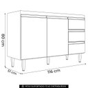 Ver imagem 5 de Balcão Gabinete de Pia sem Tampo 120cm 2 Portas 3 Gavetas Andréia - AJL Móveis - Branco