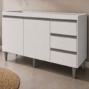 Ver imagem 1 de Balcão Gabinete de Pia sem Tampo 120cm 2 Portas 3 Gavetas Andréia - AJL Móveis - Branco