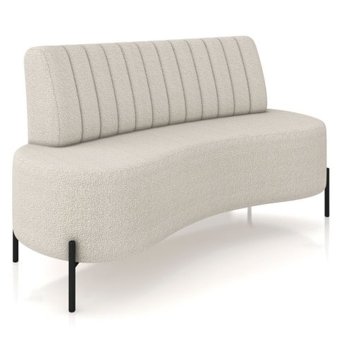 Sofá Chaise 2 Lugares Sala Living 135cm Pés Industrial Cayman K01 Bouclê Bege - Lyam Decor