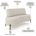 Ver imagem 4 de Sofá Chaise 2 Lugares Sala Living 135cm Pés Industrial Cayman K01 Bouclê Bege - Lyam Decor