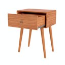 Ver imagem 2 de Mesa de Cabeceira 1 Gaveta 50cm MDF Pés de Madeira Design Retrô Compacta