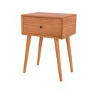 Ver imagem 1 de Mesa de Cabeceira 1 Gaveta 50cm MDF Pés de Madeira Design Retrô Compacta