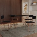 Ver imagem 1 de Mesa Jantar Industrial Trama 1,40x0,80m Preta com 4 Cadeiras Estofadas Vitória Cobre e Preta