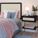 Ver imagem 1 de Cabeceira Solteiro 90cm e Mesa de Cabeceira Gaveta Pés Metal Cor:nero com Dourado
