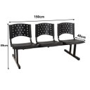 Ver imagem 2 de Longarina Plástica 3 Lugares - Cor Preta - Realplast