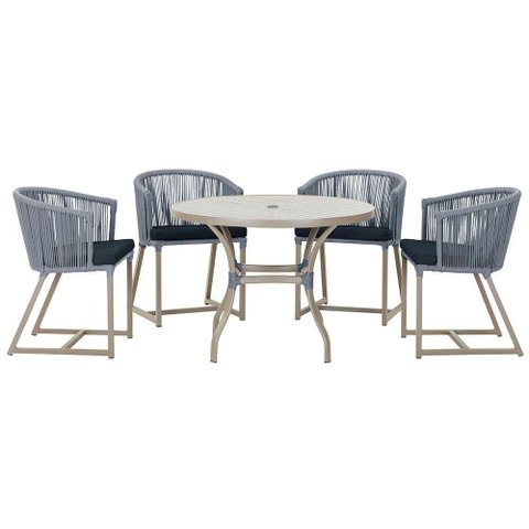 Mesa com 4 Cadeiras e Noronha Estofado 12 Trama Original Prata