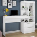 Ver imagem 1 de Escrivaninha com Estante Office com 2 Gavetas 6 Prateleiras para Escritório Branco / Rosa Flex