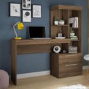 Ver imagem 2 de Escrivaninha com Estante Office com 2 Gavetas 6 Prateleiras para Escritório Nogal Trend