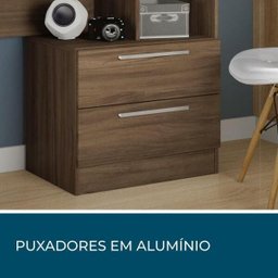 Escrivaninha com Estante Office com 2 Gavetas 6 Prateleiras para Escritório Nogal Trend - 4