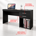 Ver imagem 3 de Escrivaninha Office 121cm com 2 Gavetas Preto - Notável Móveis