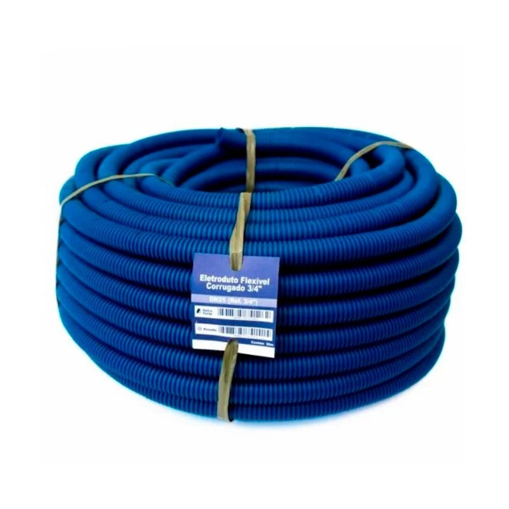 Eletroduto Corrugado (Conduite) Azul 3/4" - 50m Extra Forte - Volpato