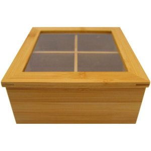 Caixa de chá com 4 Nichos Bambu