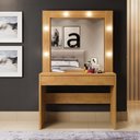 Ver imagem 4 de Penteadeira Camarim Romance com Espelho e LED 103 cm Naturalle - Mavaular