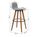 Ver imagem 6 de Kit 3 Banquetas Altas Luxo Versatil Aço Preto Linho Cinza Base Carvalho