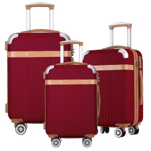 Kit Conjunto Mala Viagem Santino B182 Expansor 360 Tsa G M P - Vermelho escuro
