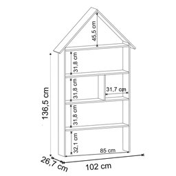 Estante Casinha Infantil Organizadora 4 Prateleiras Candy L03 Branco - Mpozenato - 4