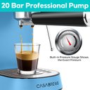 Ver imagem 2 de Casabrews Máquina de Espresso 20 Bar com Vaporizador de Leite (azul Bebê)
