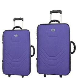 KIT CONJUNTO JOGO 2 MALAS VIAGEM VILLAGE - MÉDIA E GRANDE - Violeta escuro - 1