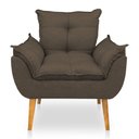 Ver mais imagens de Kit Poltrona Decorativa e Puff Opala Luxo Linho Marrom Dal Poz Estofados