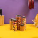 Ver imagem 5 de Kit 5 Potes de Vidro com Tampa Inox Hermético Redondo Mantimento - Tud