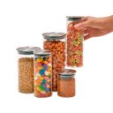 Ver imagem 2 de Kit 5 Potes de Vidro com Tampa Inox Hermético Redondo Mantimento - Tud