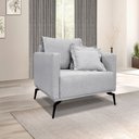 Ver imagem 2 de Kit 2 Poltronas e Sofá Living 2 Lugares 1,80m Sirius Linho Pés Metálicos - Pallazio Cinza