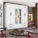 Ver mais imagens de Guarda Roupa Casal Lu 6 Portas 4 Gavetas Com Espelho Branco