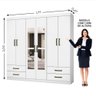 Guarda Roupa Casal Lu 6 Portas 4 Gavetas Com Espelho Branco - 2