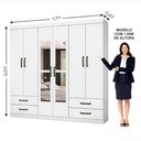 Ver imagem 2 de Guarda Roupa Casal Lu 6 Portas 4 Gavetas Com Espelho Branco