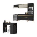 Ver imagem 1 de Cozinha Modulada com Bancada Americana Veneza Multimóveis Mp2208 Preto/dourado