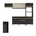 Ver imagem 6 de Cozinha Modulada com Bancada Americana Veneza Multimóveis Mp2208 Preto/dourado