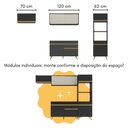Ver imagem 5 de Cozinha Modulada com Bancada Americana Veneza Multimóveis Mp2208 Preto/dourado