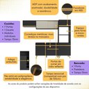 Ver imagem 2 de Cozinha Modulada com Bancada Americana Veneza Multimóveis Mp2208 Preto/dourado