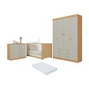 Ver imagem 1 de Quarto de Bebê Completo Berço Americano 3x1 Colchão Encanto Multimóveis Mp4597 Madeirado/off