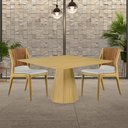 Ver imagem 5 de Mesa Sala de Jantar 4 Lugares 150cm Tampo com Vidro Quadrado Talocan Freijó - Gran Belo
